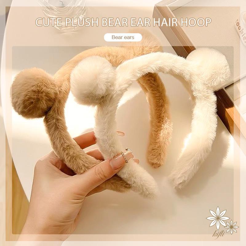 Băng Đô Cài Tóc Tai Gấu Bằng Lông Nhung Trắng Dễ Thương Xinh Xắn Cho Nữ 2023