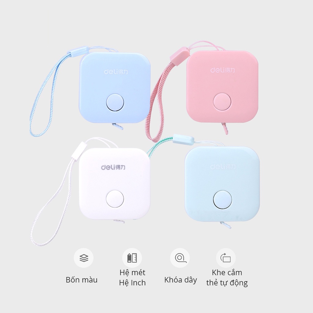 Thước Dây Cuộn Rút Thu Tự Động HỘP VUÔNG 1.5 Mét - Đo Eo, Vòng Bụng Sức Khỏe