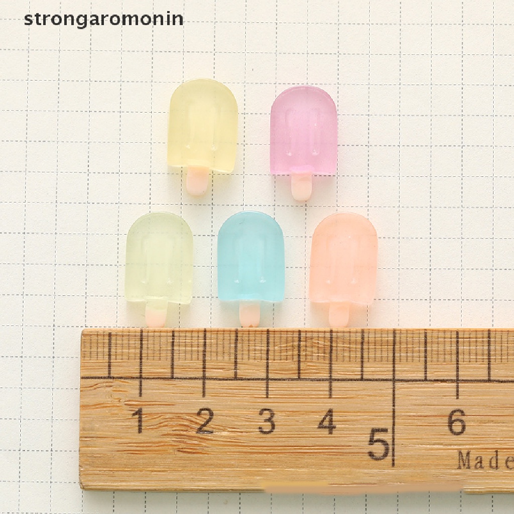 ST  5Pcs Miniature Luminous Ice Cream Cute Resin Ornament Car Decoration Accessories ST