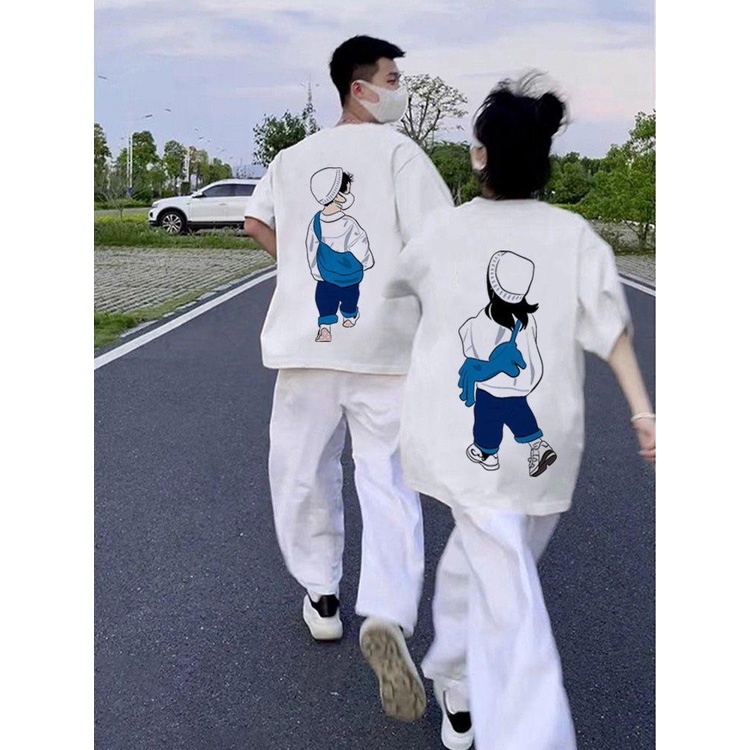 【luckin men's】áo đôi nam nữ，t shirt nam，áo thun unisex，áo phông nam，áo nam đẹp，Áo Thun cotton Tay Ngắn Dáng Rộng Thời Trang Mùa Hè Hàn Quốc Mới Cho Cặp Đôi，áo sơ mi，áo thun đen，trắng，