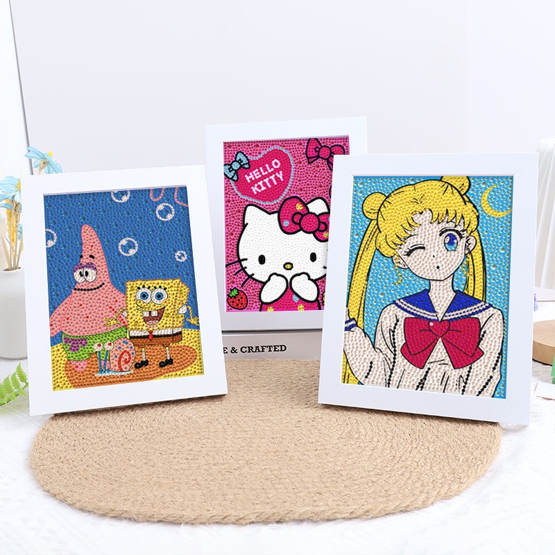 Bộ Tranh Đính Đá diy Hình Chú Gấu Và Dâu Tây Bằng Xốp Để Trang Trí