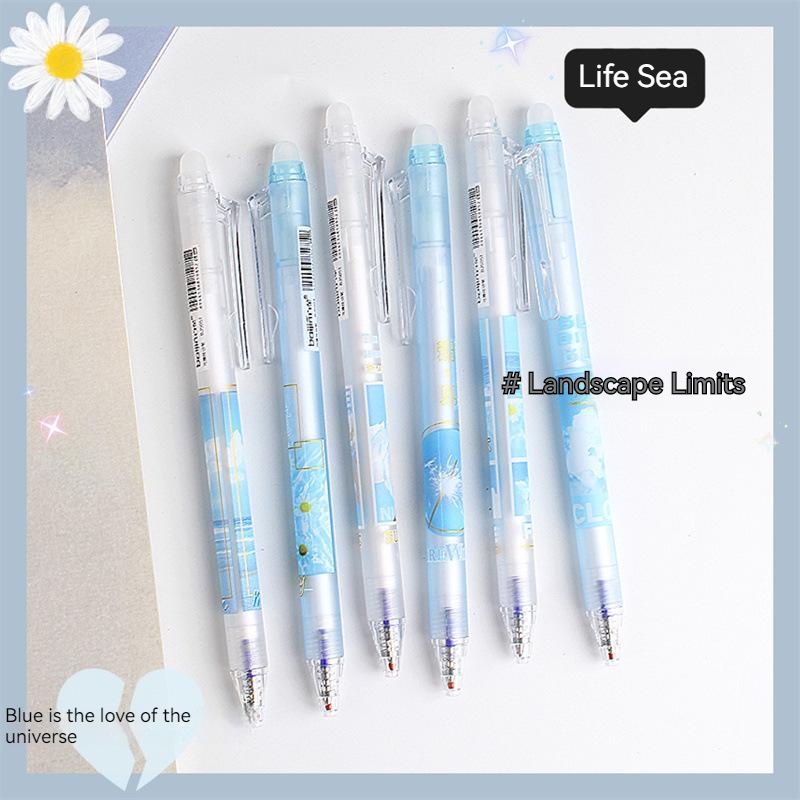 Bút Mực Gel Ngòi 0.5Mm In Hình Hoa Tulip Màu Xanh Dương Dễ Tẩy Xóa Cho Học Sinh