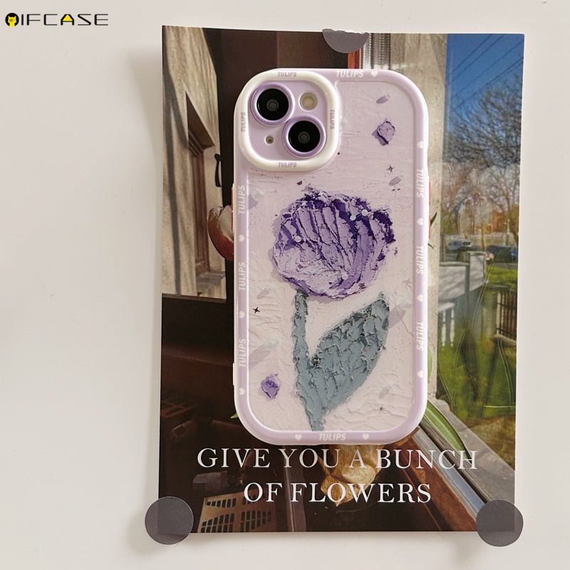 Ốp Điện Thoại Chống Sốc Họa Tiết Hoa Tulip Cho iPhone 14 Plus 13 12 11 Pro XS Max XR X