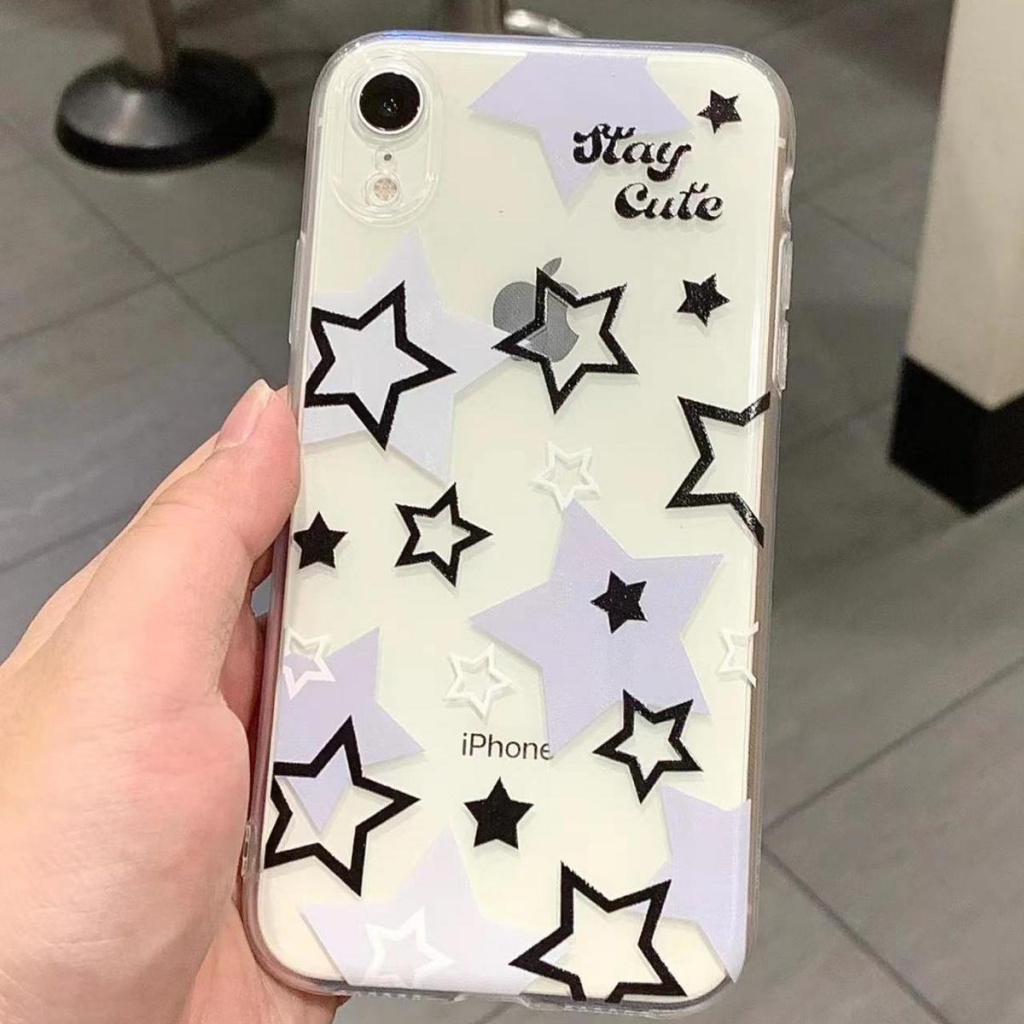 ✅Ốp Điện Thoại Trong Suốt Họa Tiết Ngôi Sao Trắng Phong Cách Đơn Giản Cho iPhone14ProMax 8plus x / xs 12In TPT4