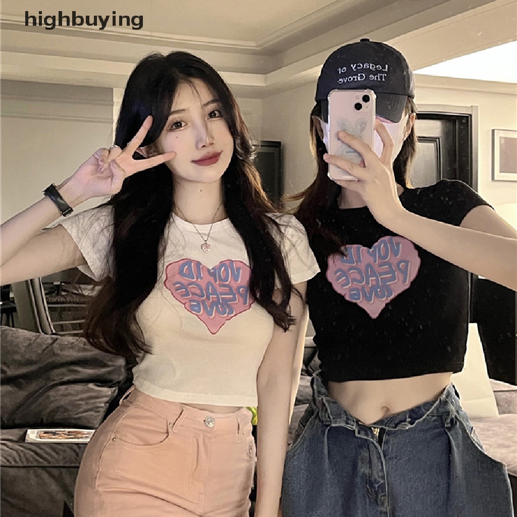 Áo Thun Lửng Ngắn Tay Cổ Tròn In Chữ Thời Trang Cho Nữ