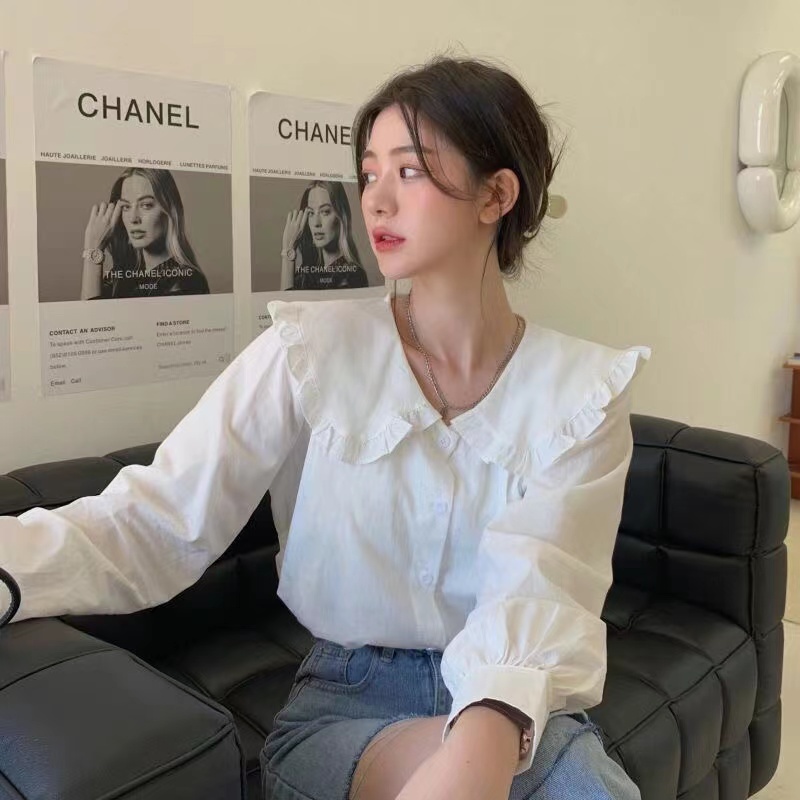 Áo Sơ Mi Nữ Tay Dài Cổ Búp Bê Phong Cách Hàn Quốc Mới