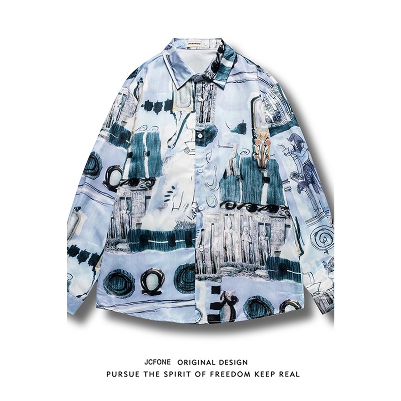 Áo Sơ Mi Tay Dài Mỏng In Họa Tiết Graffiti Thời Trang Cho Nam Và Nữ