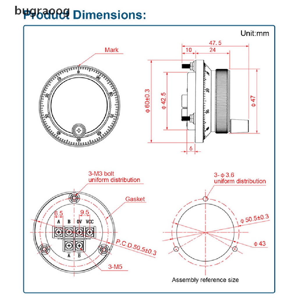 Bộ Mã Hóa Vòng Quay Tay CNC 60mm 5V 4 / 6Pins