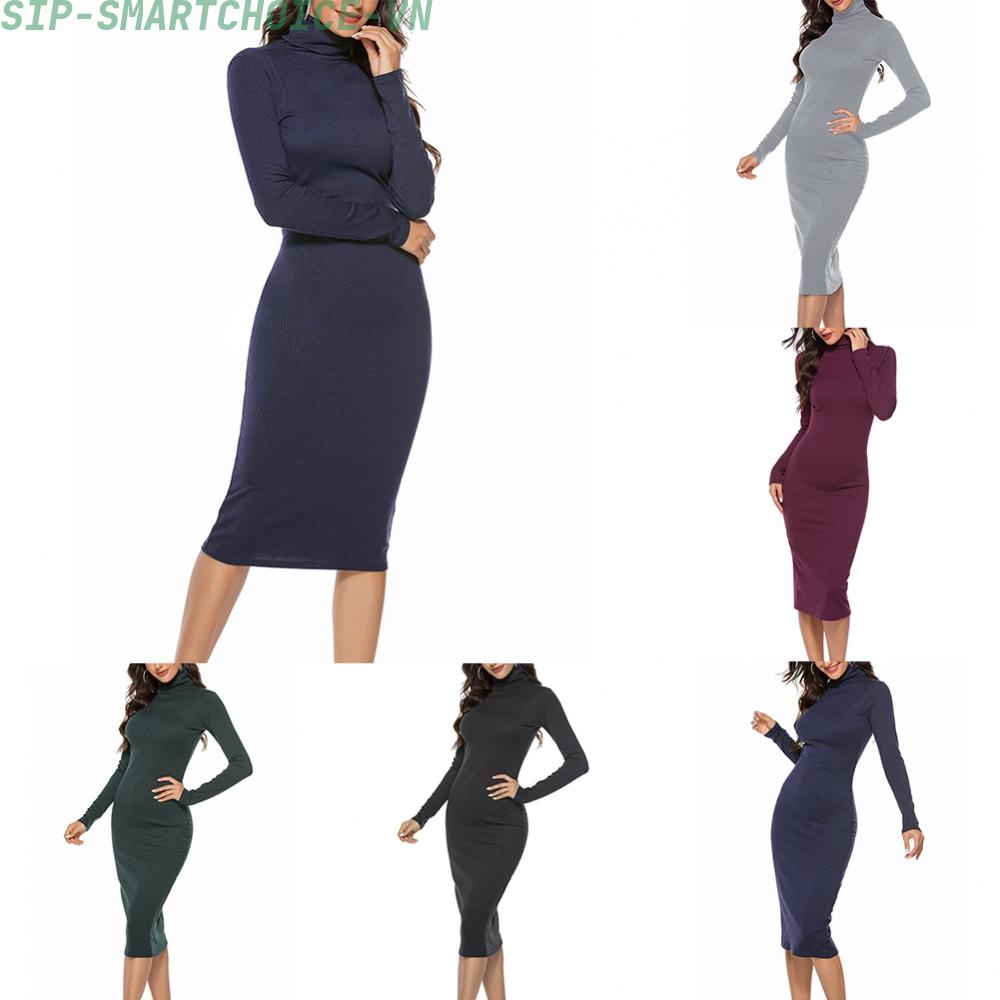 Đầm Body Tay Dài Cổ Lọ Thiết Kế Ôm Sát Tôn Dáng