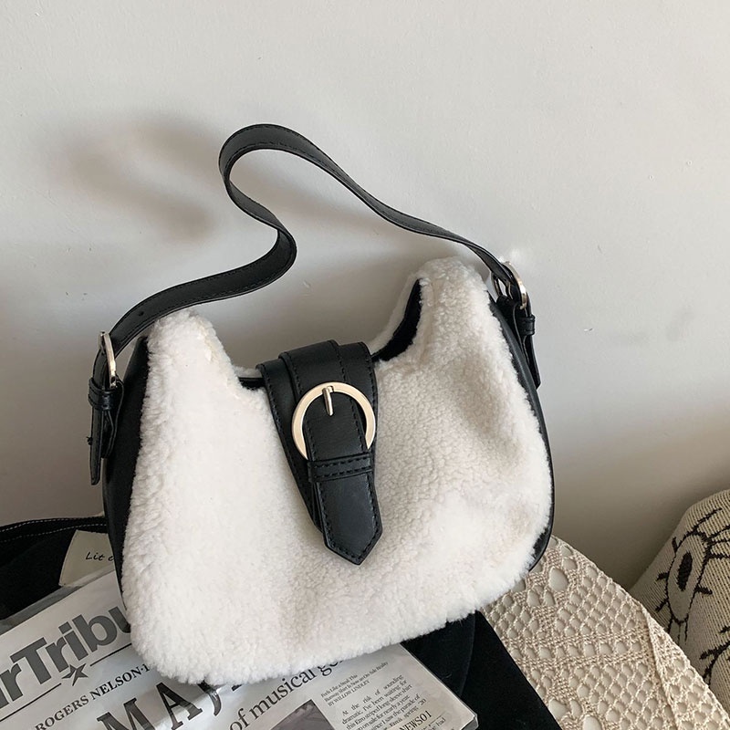 AlphaZ Túi Đeo Vai Bằng Len Lông Cừu Thiết Kế Đơn Giản Dễ Phối Đồ