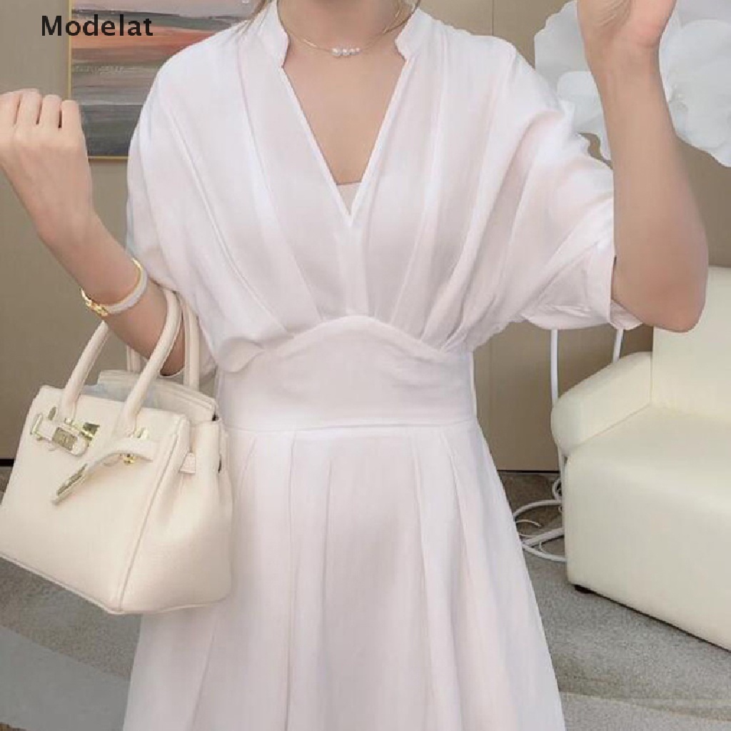 Mfc Đầm Sơ Mi Tay Lửng Cổ Chữ V Dáng Ôm Thời Trang Mùa Hè Dành Cho Nữ