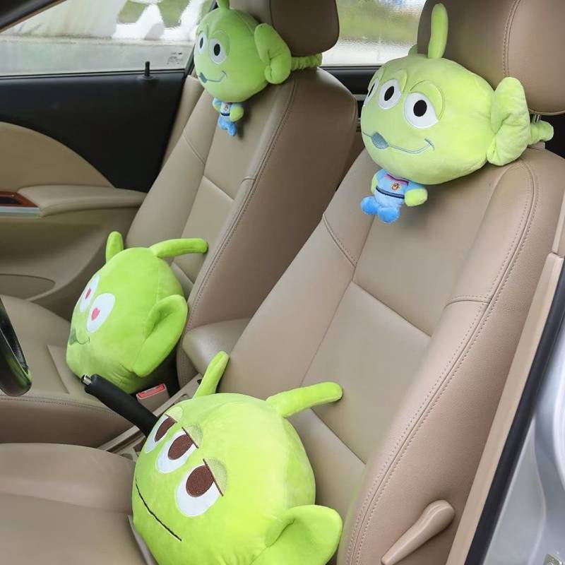 Super Cute Cartoon Three-Eyed Alien Plush Automotive Headrest Real Car Seat Cushion Neck Pillow Cushion 8gKS