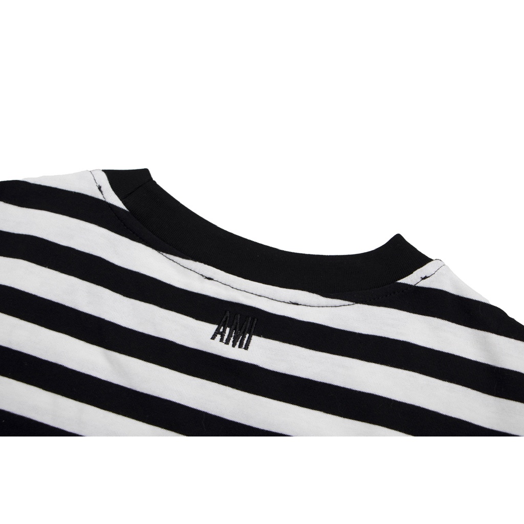 ❤❀   ❤ Áo Thun Cotton Ngắn Tay Dáng Rộng Kẻ Sọc Thêu Trái Tim Xinh Xắn Cho Cặp Đôi