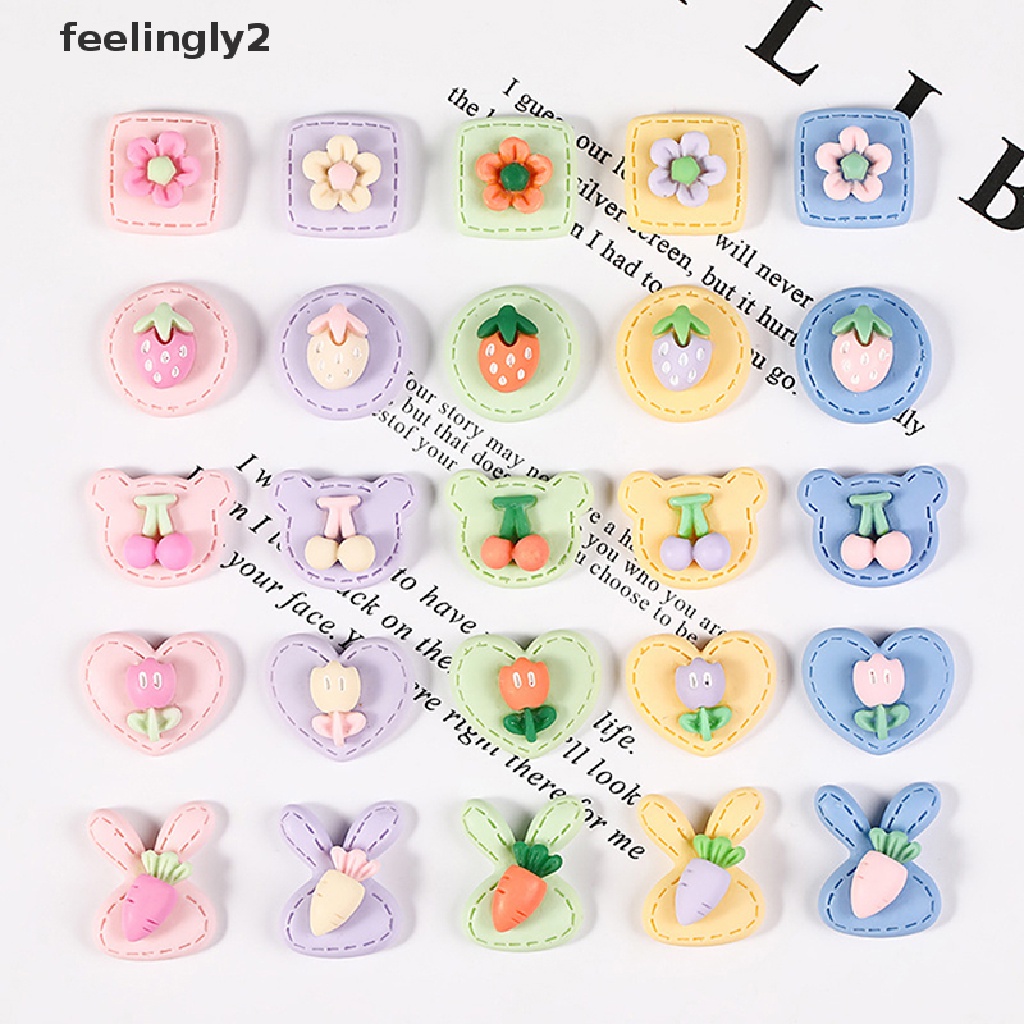 Bộ 10 Hạt Nhựa Hình Trái Cây Hoạt Hình 3D Trang Trí Sổ Tay DIY