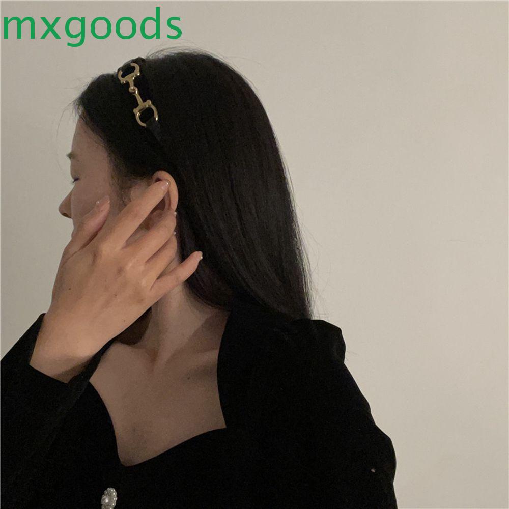 Băng đô cài tóc bằng da phối nhung màu trắng đen phong cách Hàn Quốc thanh lịch cho nữ