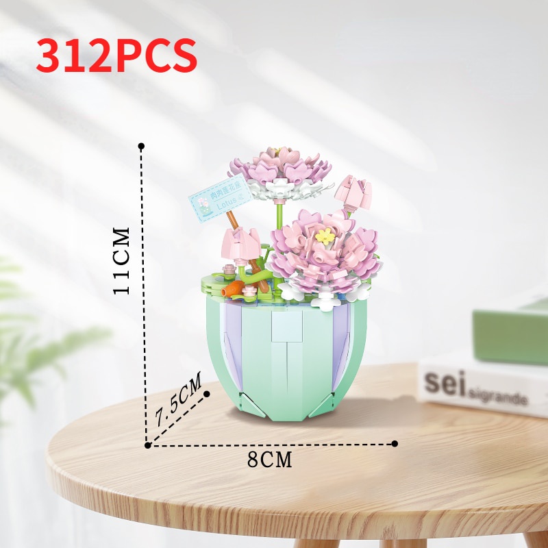 Đồ Chơi Lắp Ráp Mô Hình Chậu Hoa Bonsai Mini DIY Dành Cho Trẻ Em