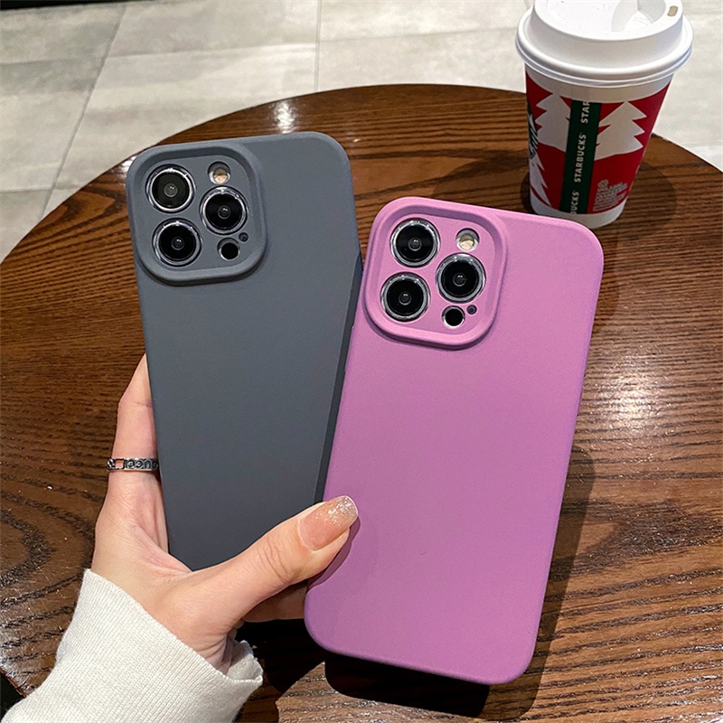 Ốp Điện Thoại Silicon Dẻo Mềm Bo Viền Bảo Vệ Camera Chống Sốc Sang Trọng Cho iPhone 14 13 12 11 Pro Max 14Plus 14Pro