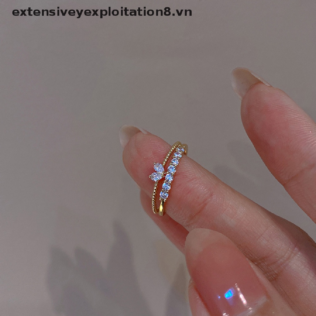 Nhẫn Đính Đá Hình Trái Tim Dễ Thương Có Thể Điều Chỉnh Kích Thước