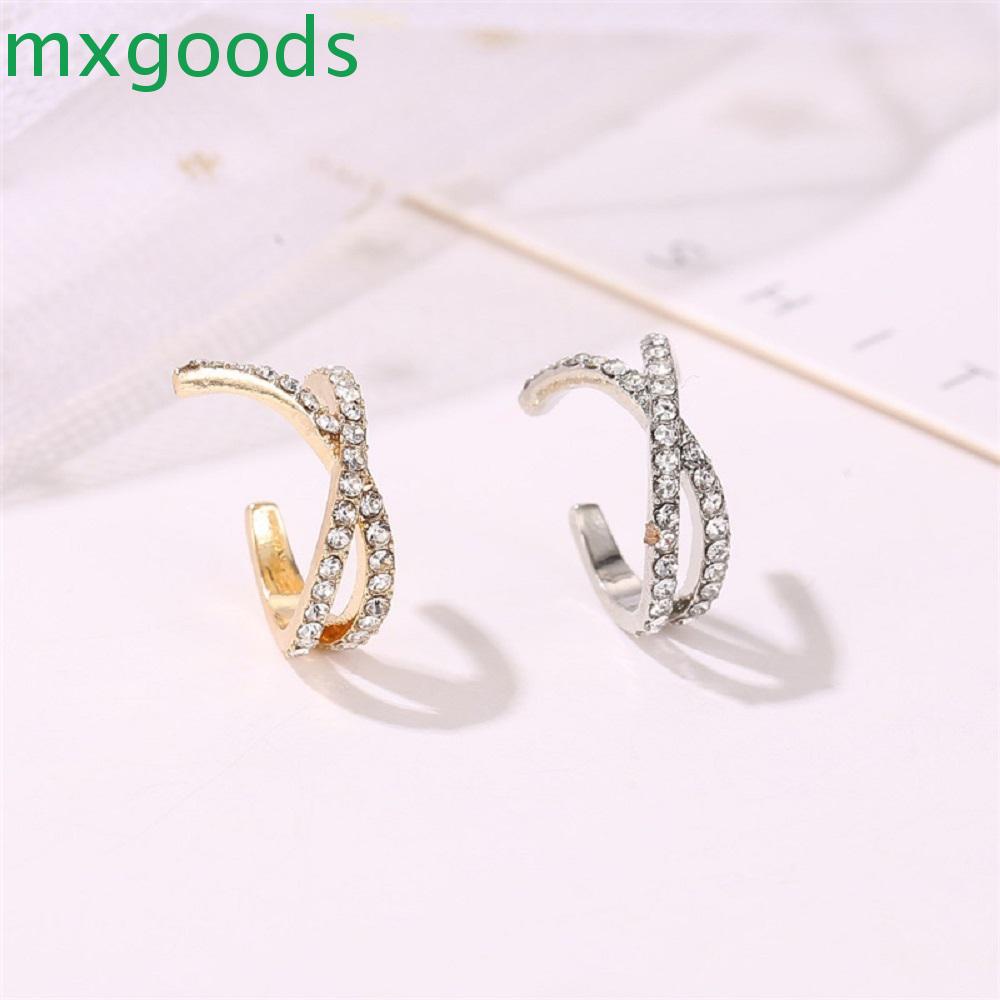 Bông tai kẹp hình chữ X đính đá thời trang Hàn Quốc thanh lịch