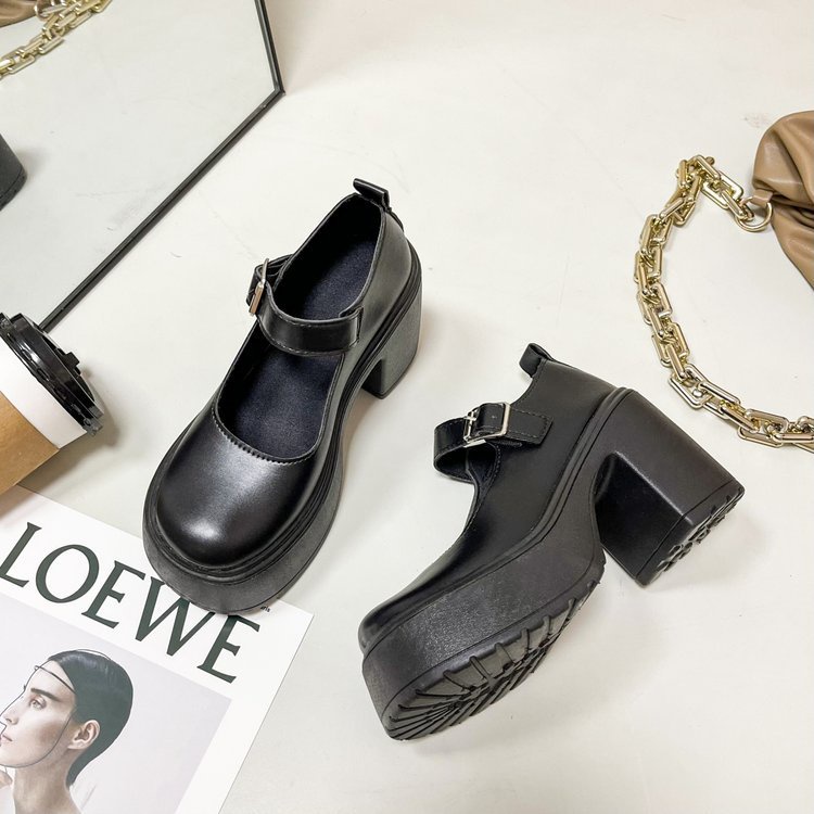 Giày Cao Gót Da Đế Dày Phong Cách lolita Xinh Xắn Cho Nữ