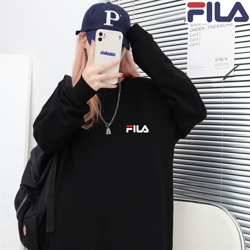 Áo Sweater Fila 100% Cotton Dáng Rộng Thoải Mái Thời Trang Cho Nữ