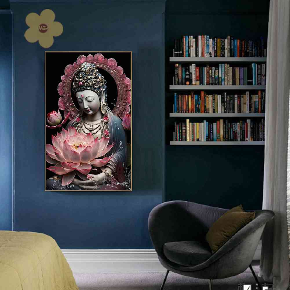 Tranh Đính Đá Kim Cương Toàn Bộ 5D DIY Hình Chủ Đề Phật Giáo