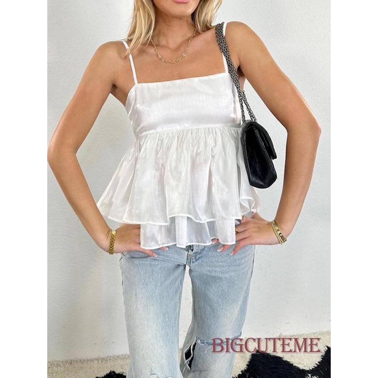 [] - Áo Sát Nách Ôm Dáng Màu Trơn Nhiều Lớp Màu Sắc Trắng / Hồng Cho Nữ