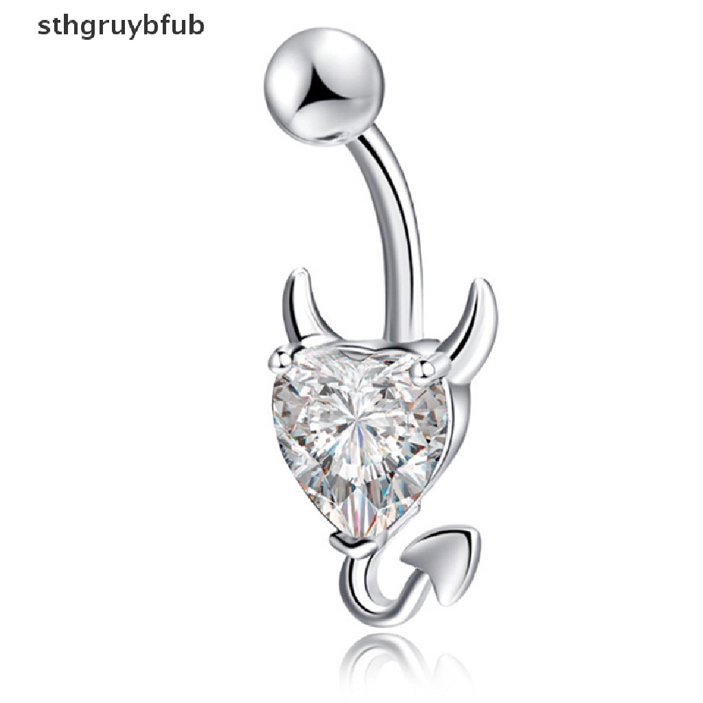Khuyên RốN HìNh Tim ĐíNh Đá BằNg ThéP Y Tế