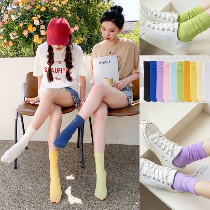 Vớ Cổ Cao Mỏng Nhẹ Nhiều Màu Thời Trang Cho Nữ