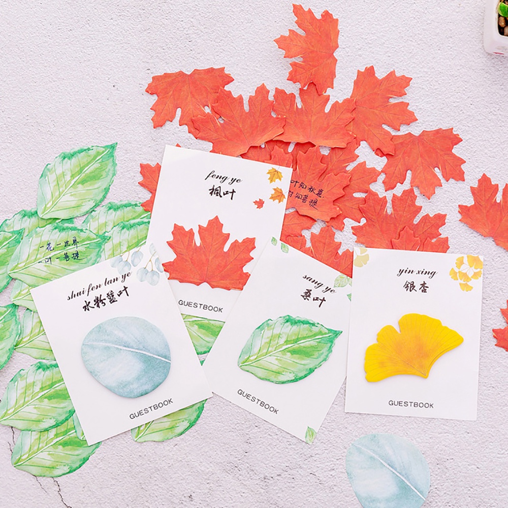 Set 30 Giấy Ghi Chú Tự Dính Hình Chiếc Lá Sáng Tạo