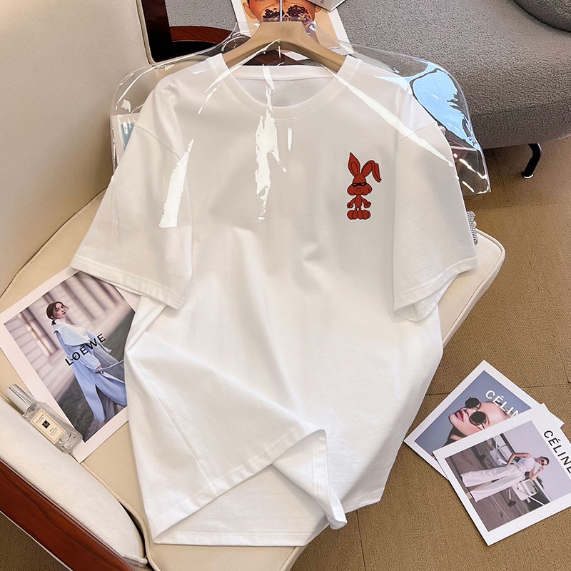 Áo thun NRVP 100% cotton tay ngắn in họa tiết độc đáo phong cách Hàn Quốc cho nữ