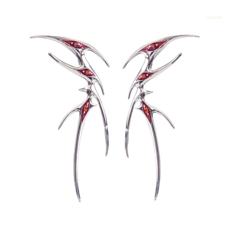 Bông Tai Hình Bướm Màu Bạc Phong Cách Punk Hip Hop Thời Trang Cho Nữ