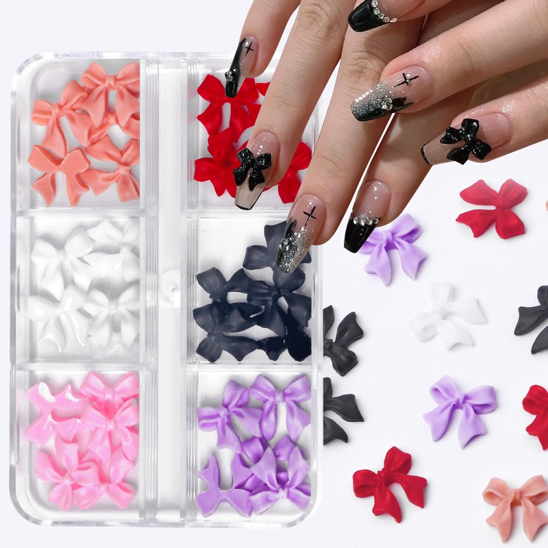 Phụ Kiện Đá Đính Trang Trí Móng Tay 3D Hình Nơ Màu Trắng Xinh Xắn DIY
