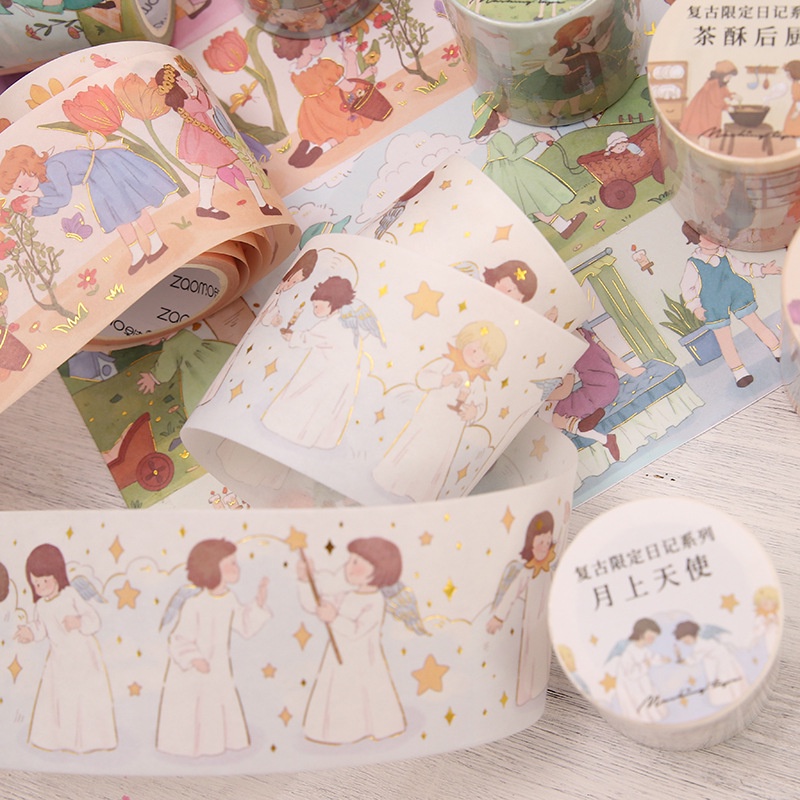 Cuộn Băng Keo Washi Họa Tiết Hoạt Hình Phong Cách Cổ Điển Trang Trí Sổ Tay diy