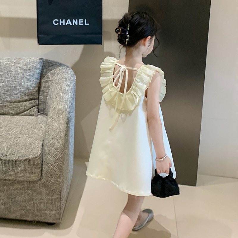 Đầm Công Chúa Không Tay Màu Sắc Trơn Thời Trang Mùa Hè Cho Bé Gái