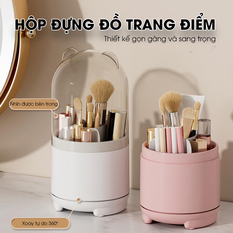 Hộp đựng cọ trang điểm, kẻ mắt son môi xoay 360 độ W2088