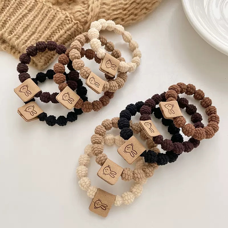 Set 5 / 10 Dây Buộc Tóc Cao Su Co Giãn Hình Thỏ Dễ Thương Phong Cách Hàn Quốc Cho Nữ