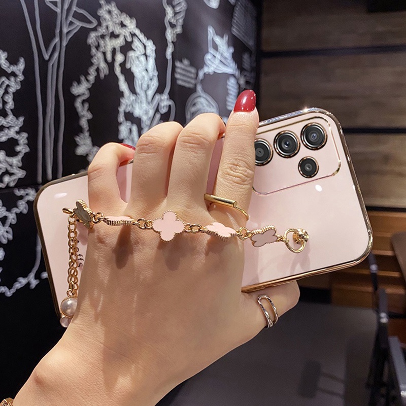 Ốp điện thoại KOOSUK dẻo mạ màu long lanh và dây đeo tay cho Samsung Galaxy A54 A34 A24 A14 A04 A04E F04 M04