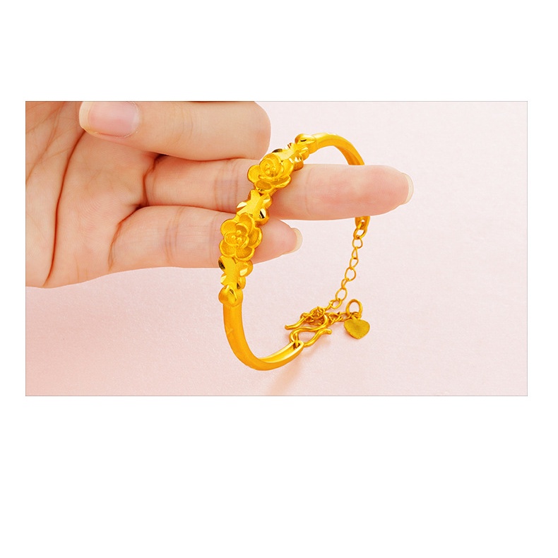 Pmrawc | Vòng Tay Mạ Vàng 24K Đính Hoa Hồng FS654