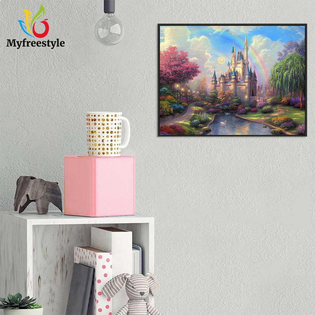 40 X 30cm Tranh Đính Đá Kim Cương Toàn Bộ 5D Diy Hình Lâu Đài Lộng Lẫy
