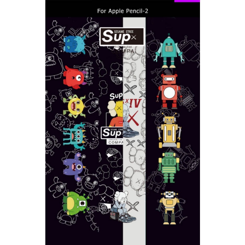 Bộ 3 Miếng Dán Hoạt Hình Chống Trầy Kèm 1 Ngòi Thay Thế Cho Bút Cảm Ứng Ipad Pencil 2 Ốp