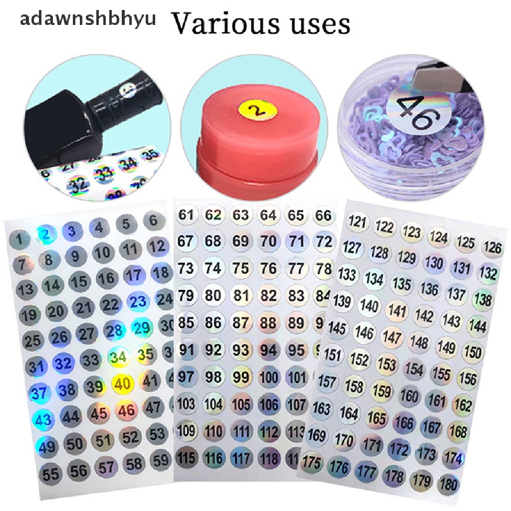 Set 6 Tấm Hình Dán Số Từ 1-180 Dùng Để Trang Trí Móng Nghệ Thuật