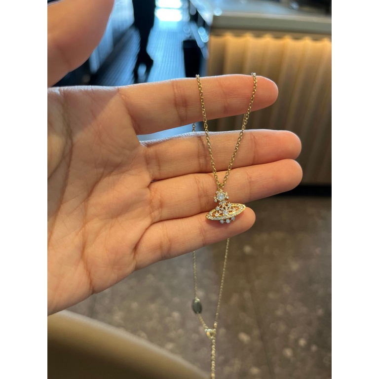 Westwood*vivi enne Vòng cổ SAO thổ nhỏ xíu với những viên Kim cương rỗng Dây Chuyền  925 Mặt Hình Bông Tuyết Đính Đá Thời Trang Xuân Hè Phong Cách Mới 2023