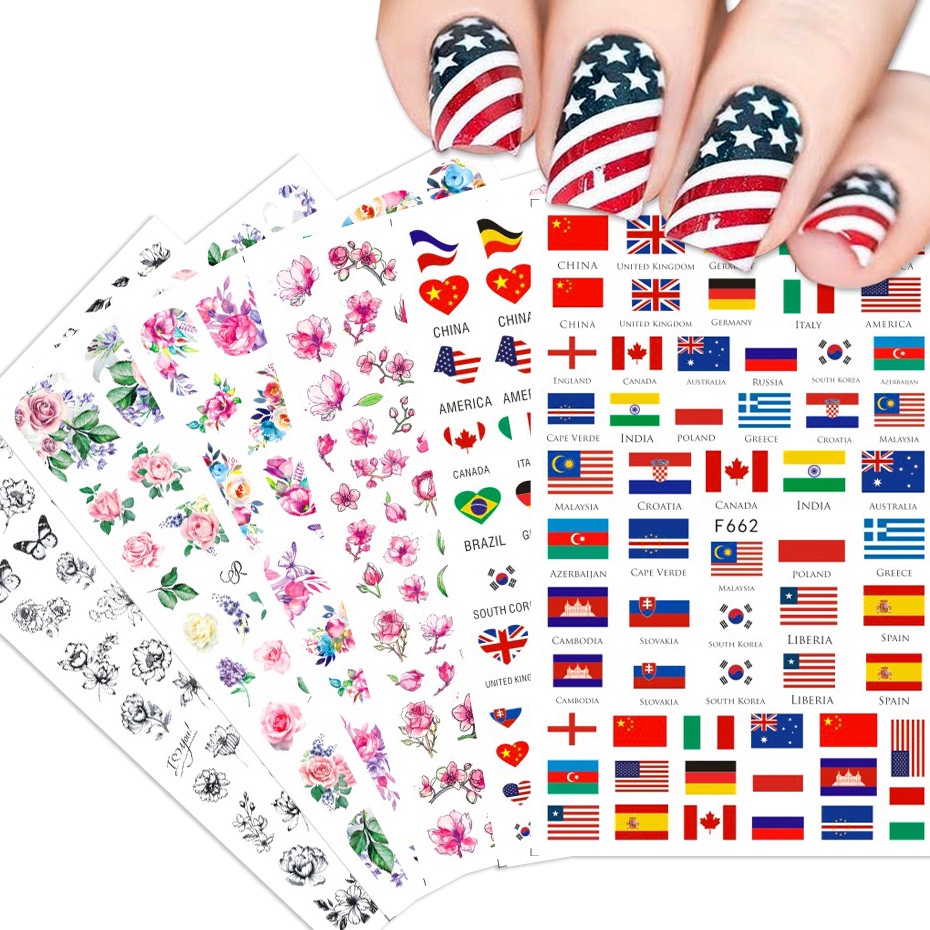 Sticker Dán Móng Hình Hoa Bướm 3d