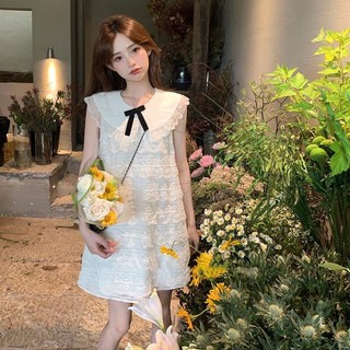 Yoyo [Giao hàng trong ngày] Váy ngắn Hàn Quốc Váy nữ Váy ren kiểu Pháp mùa hè Váy bánh phong cách mới Váy công chúa Cổ búp bê Váy dáng rộng chữ A