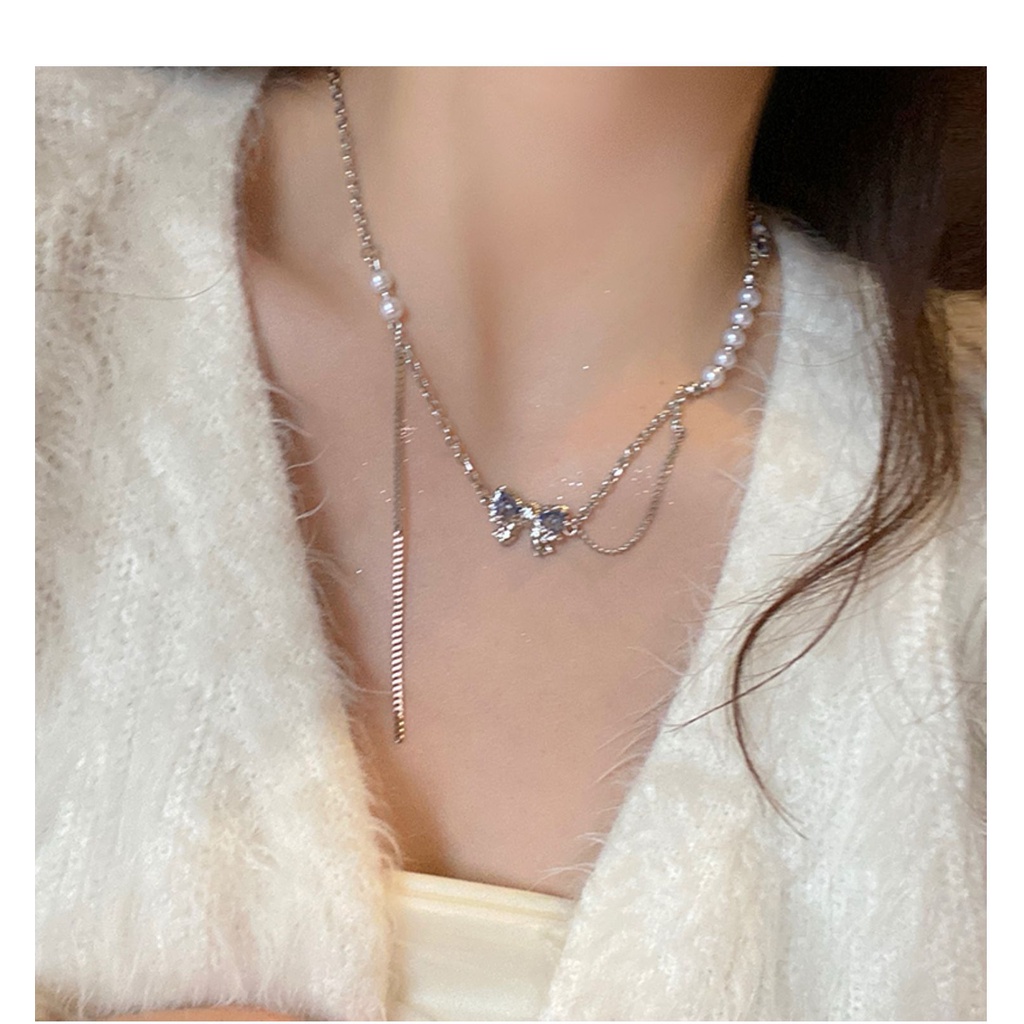 Vòng Cổ Choker Đính Đá Pha Lê Xanh Dương Ngọt Ngào Đơn Giản Phong Cách Hàn Quốc Cho Nữ