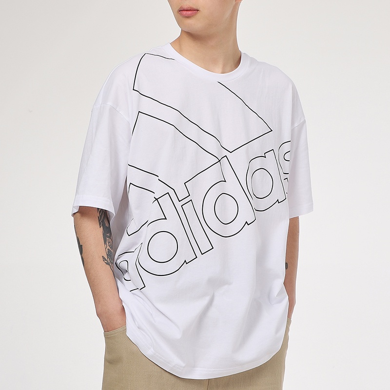 Áo Thun Cotton Adidas Tay Ngắn Cổ Tròn In Họa Tiết Thời Trang Cho Cặp Đôi