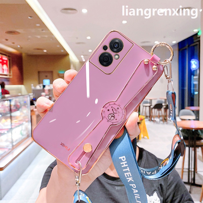 ốp điện thoại có dây đeo chéo ốp lưng OPPO RENO 8Z 5g RENO 8 Z 5g Reno8 Z 5g Ốp Điện Thoại Silicon Mềm Chống Sốc Mạ Điện DDZBWD01 Cho OPPO RENO 8Z 5g RENO 8 Z 5g Reno8 Z 5g viền vuông cute