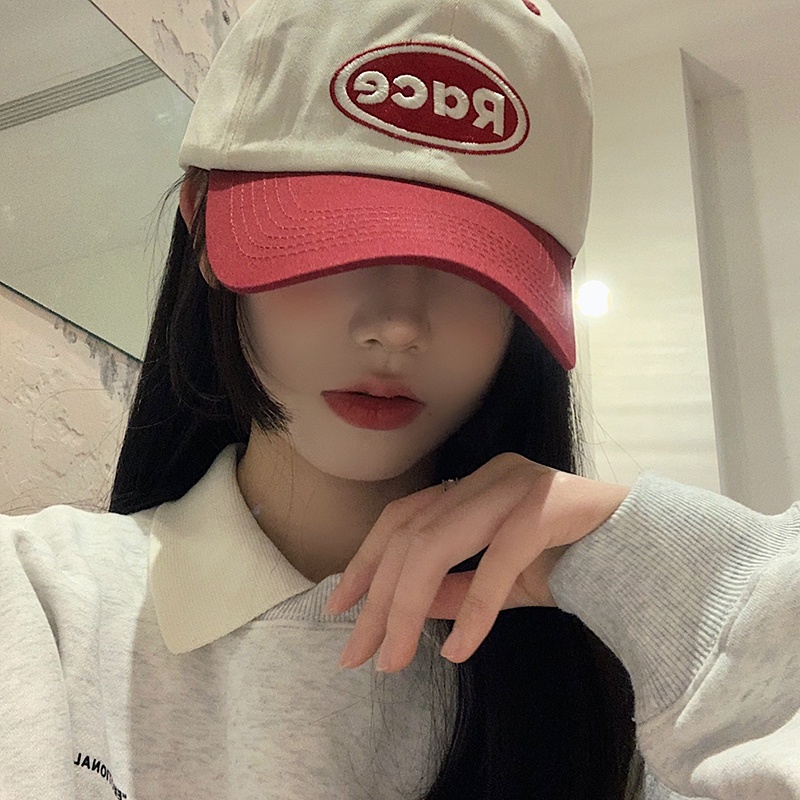 Mũ Lưỡi Trai Màu Sắc Tương Phản Thêu Chữ Phong Cách Hiphop Cá Tính