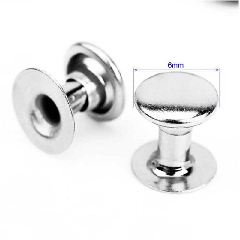 Set 100 Đinh Tán Kim Loại Hình Nấm 6mm Tự Làm Giày Da / Túi Xách Phong Cách Punk